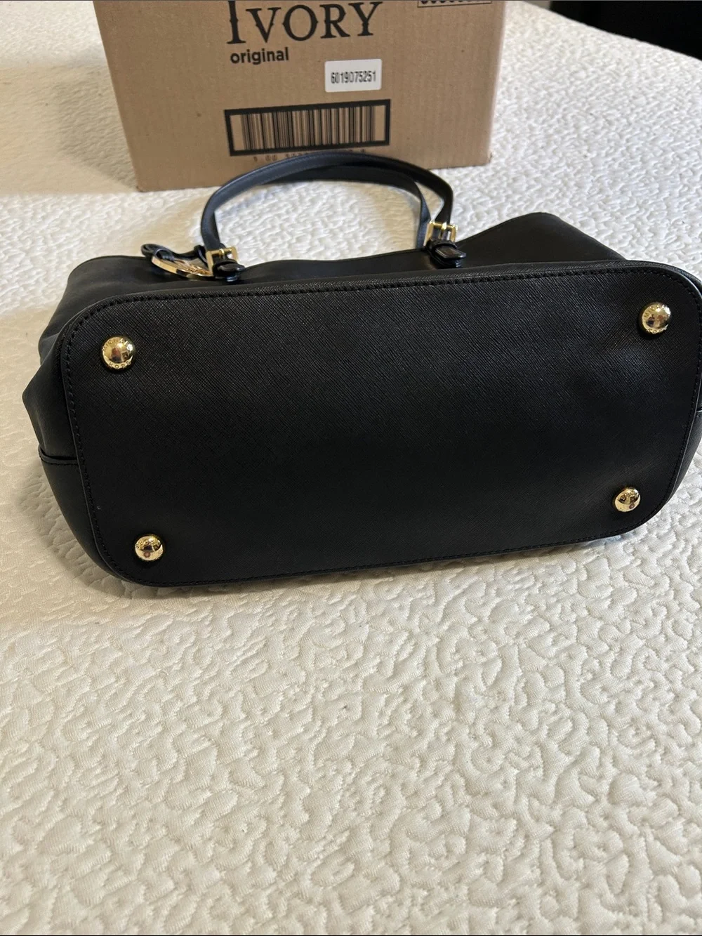 Michael Kors Black Saffiano Tote with MK Logo Charm
